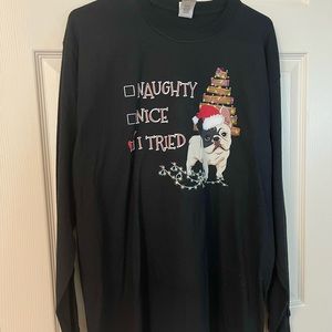 Cute French Bulldog Long Sleeve Christmas T-shirt